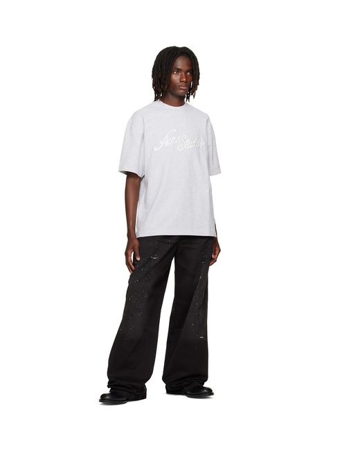 Acne White Embroidered Logo T-Shirt for men