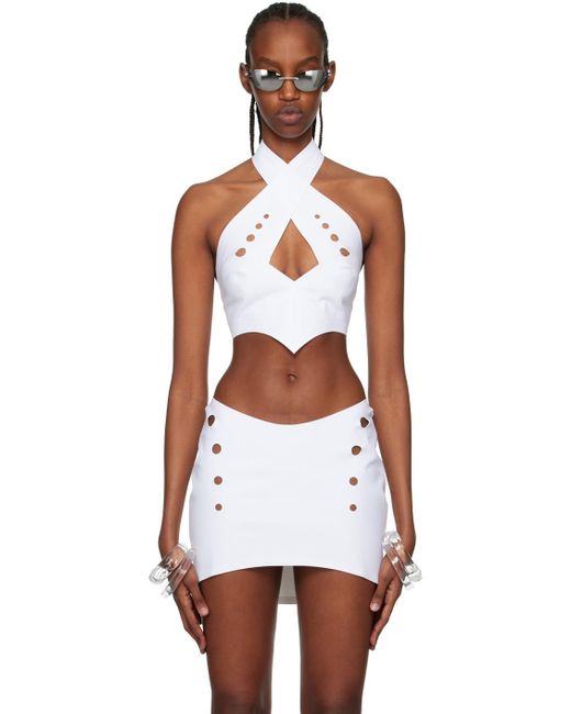 Jean Paul Gaultier White Perforated Top