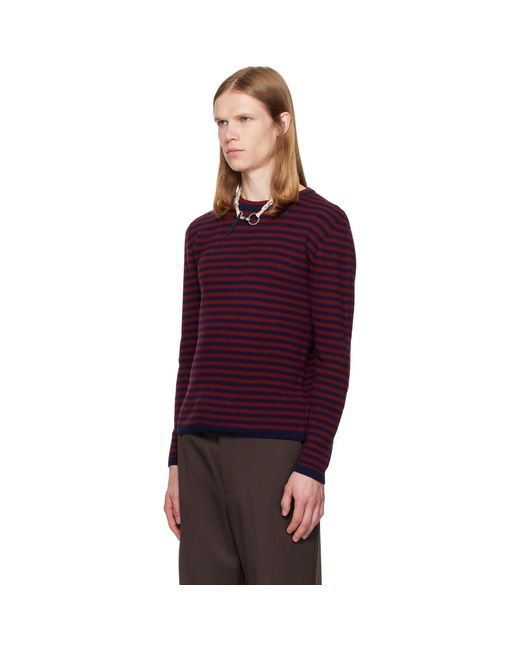 TONYWACK Purple Merino Wool Essential Stripe Sweater for men