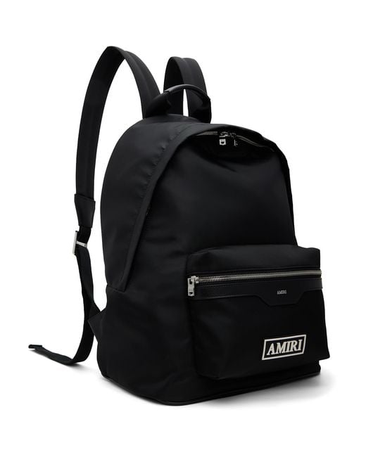 Amiri Black Logo Patch Nylon Backpack for men