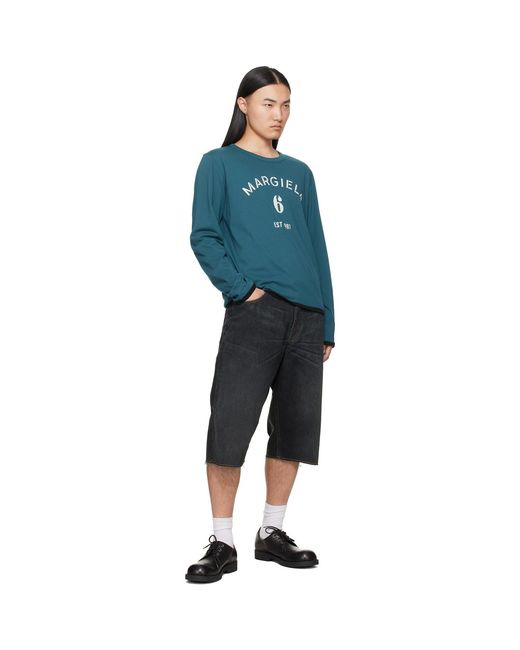 MM6 by Maison Margiela Blue Long-Sleeved Reversible T-Shirt for men
