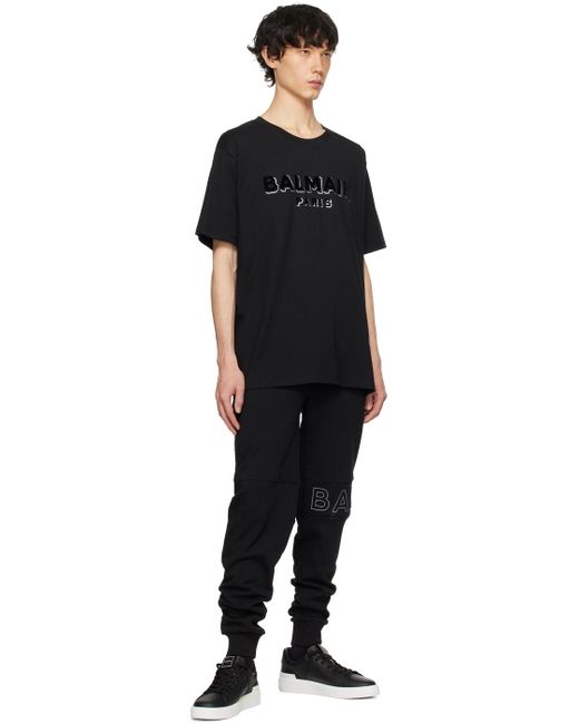 Pantalon de survêtement noir à logo gaufré Balmain pour homme en coloris Black