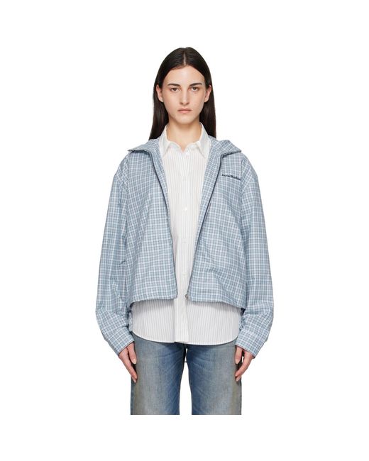 Acne Blue Hooded Check Jacket