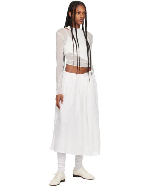 Amomento White Shirring Maxi Skirt