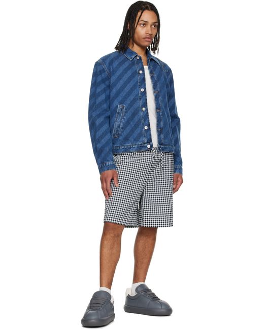 Marni Blue Striped Denim Jacket for men