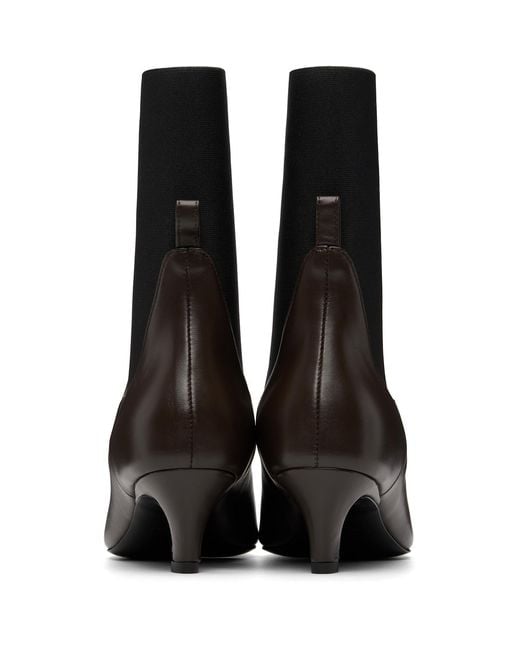 Totême  Brown Leather Mid-Heel Boots