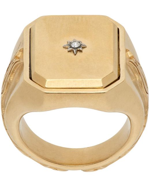 Maison Margiela Metallic Gold Enamel Signet Ring for men
