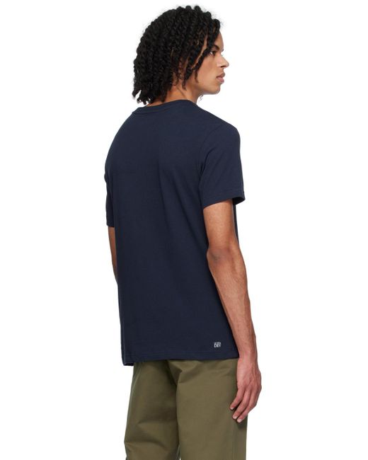 T-shirt bleu marine à logo imprimé Lacoste pour homme en coloris Black