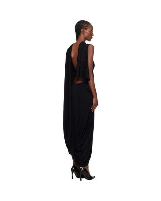 MARINE SERRE Black Draped Jersey Sleeveless Open-Back Maxi Dress