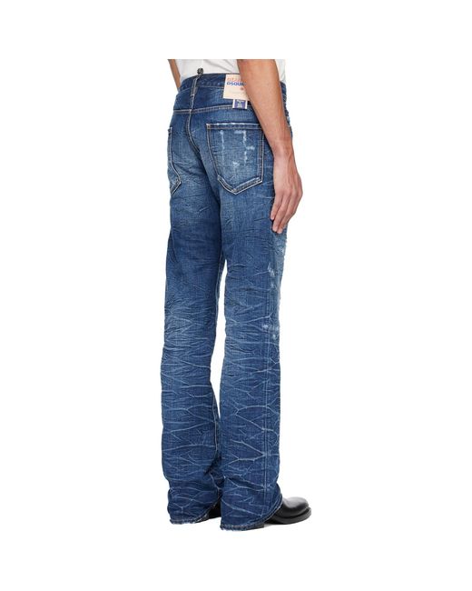 DSquared² Blue Dark Scratch Wash 'The American' Jeans for men