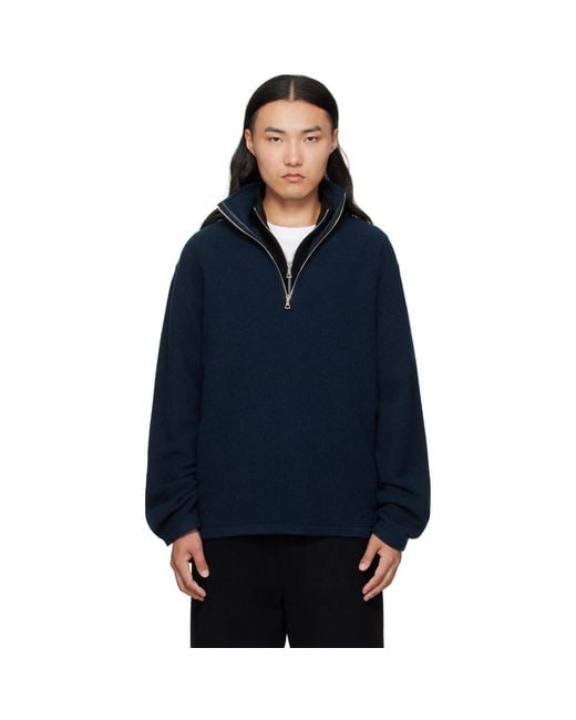 Rier Blue Fleece Sweater for men