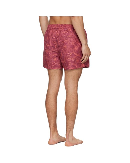 Paul Smith Red Burgundy Knots Swim Shorts for men