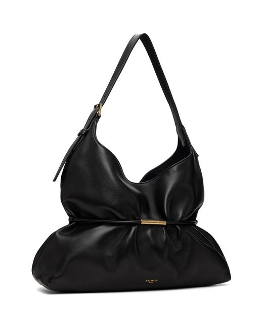 Balmain Black Sphynx Medium Smooth Leather Bag
