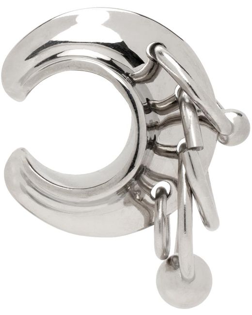Bijou d'oreille unique argenté à anneaux circulaires Jean Paul Gaultier en coloris Gray