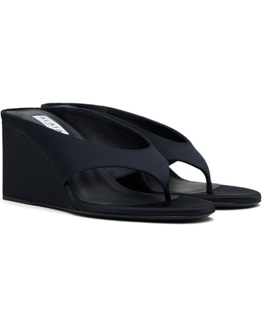 Alaïa Black Cube Thong Mule Sandals