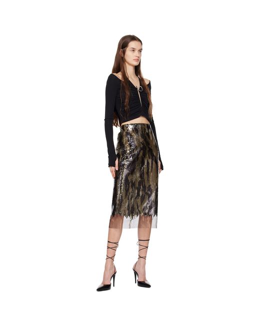 Dion Lee Black Horizontal Mid-Length Skirt