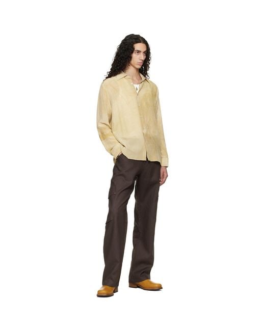 Serapis Black Riveted Linen Cargo Pants for men