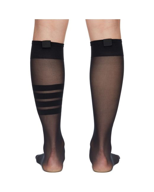 Thom Browne Brown 4-Bar Sheer Nylon Knee High Socks