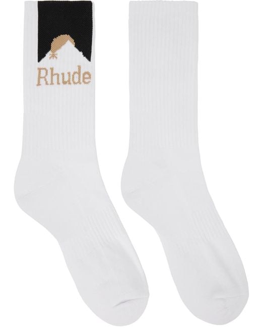 Rhude White Moonlight Sport Socks for men