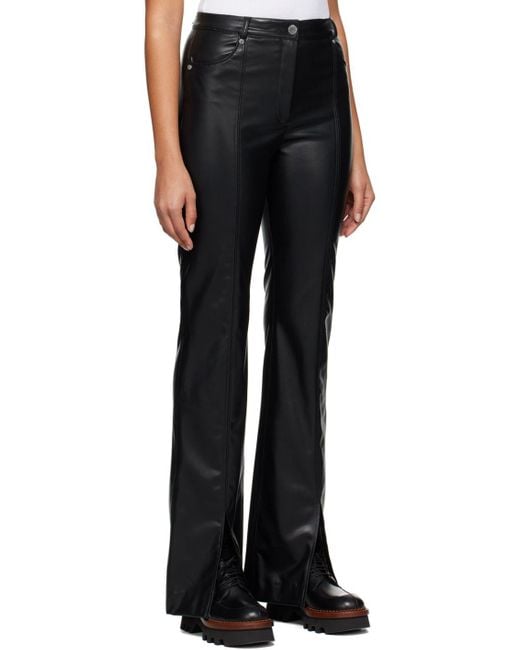 HUGO Black Slit Faux-leather Pants | Lyst