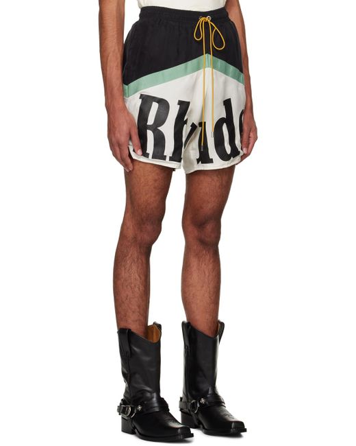 Rhude Black & Off-white Awakening Shorts for men