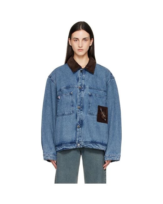 Charles Jeffrey Blue Corduroy Collar Denim Jacket