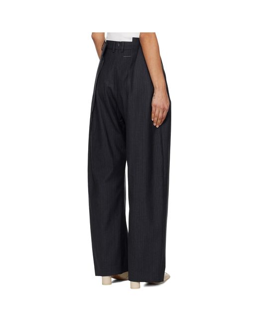 MM6 by Maison Margiela Black Pinstripe Wool Trousers