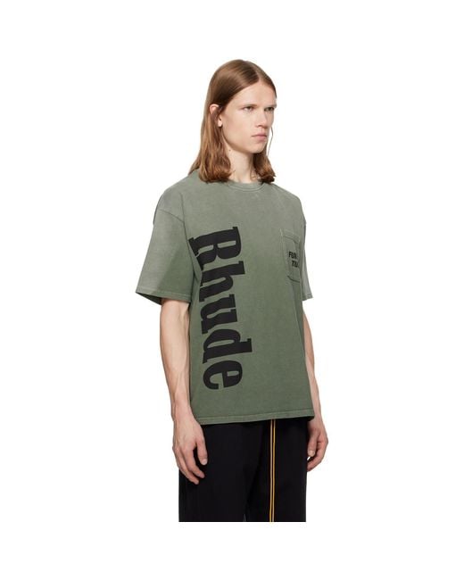 Rhude Green Logo Pocket T-Shirt for men