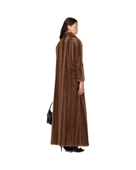 Balenciaga Brown Cable Knit Faux Fur Coat