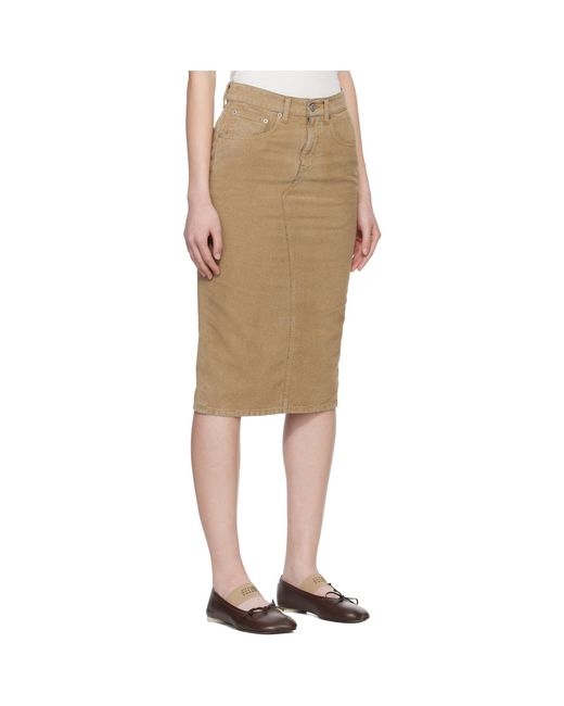 MM6 by Maison Margiela Multicolor Coated Denim Midi Skirt