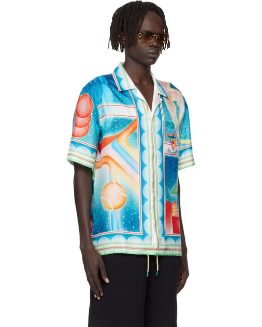 Chemise À Manches Courtes Multicolore En Soie À Imprimé Casablanca pour homme en coloris Blue