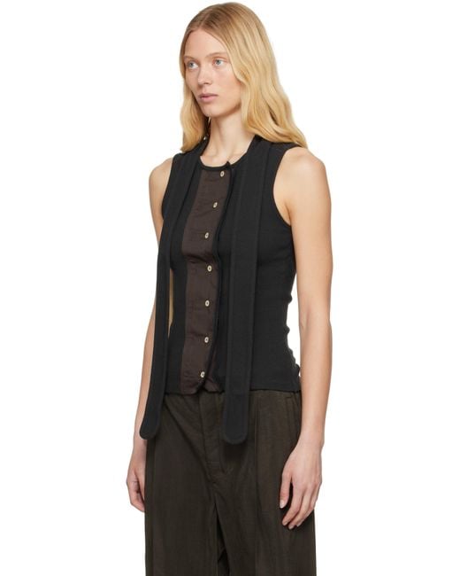 Lemaire Black Asymmetrical Fitted Top