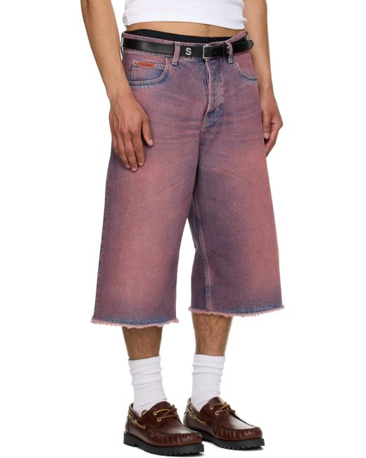 Short Rose En Denim À Revers Effilochés Exclusif À Ssense Martine Rose pour homme en coloris Red