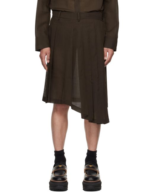 Feng Chen Wang Black Pleated Skirt for men