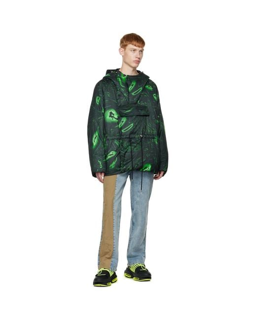 Feng Chen Wang Green Graphic Down Jacket for men