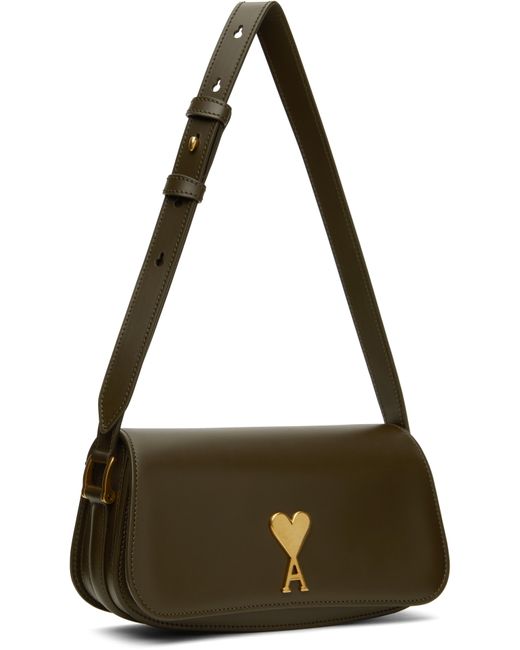 AMI カーキ Paris Paris レザー ショルダーバッグ Black