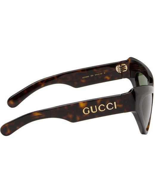 Gucci Green Tortoiseshell Cat-eye Sunglasses for men