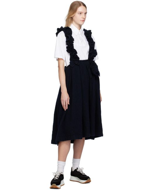 Comme des Garçons Black Comme Des Garçons Comme Des Garçons Navy Brushed Midi Skirt