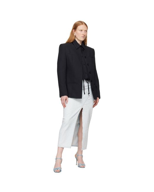 MSGM White Distressed Denim Maxi Skirt