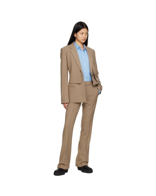 Helmut Lang Blue Taupe Pinched Seam Trousers