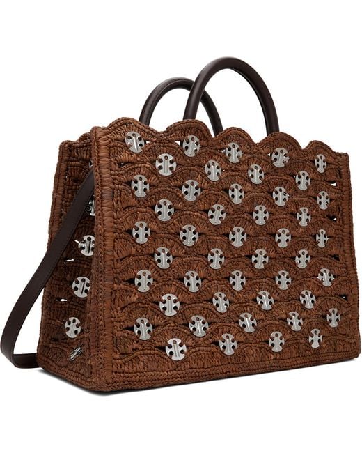 Rabanne Brown Large Signature Signature 1969 Discs Tote