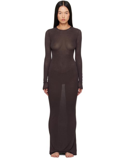 Skims Black Ssense Exclusive Sheer Modal Long Sleeve Maxi Dress
