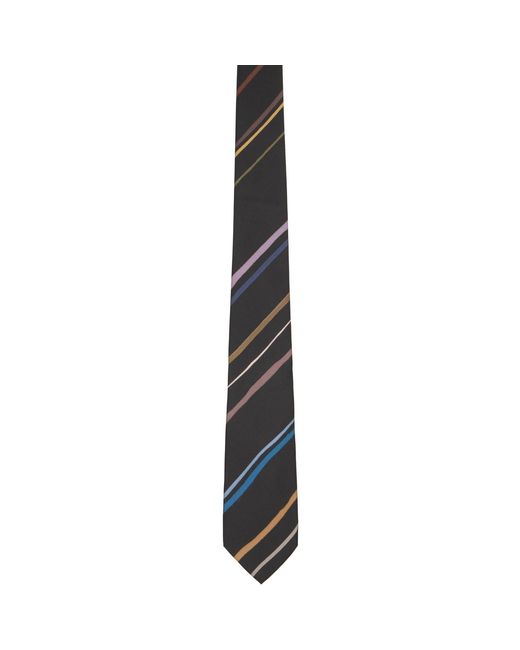 Paul Smith Black Diagonal 'Painted Stripe' Tie for men
