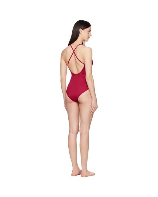 Loulou de Saison Red Itak Lds Criss-crossing Straps Swimsuit