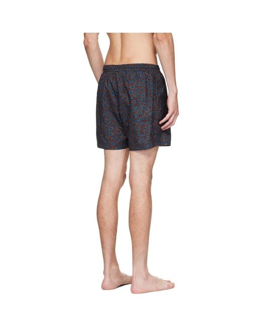Dries Van Noten Blue Printed Swim Shorts for men