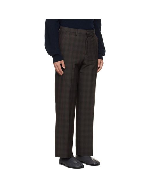 Maison Margiela Black Checkered Regular Tailored Trousers for men