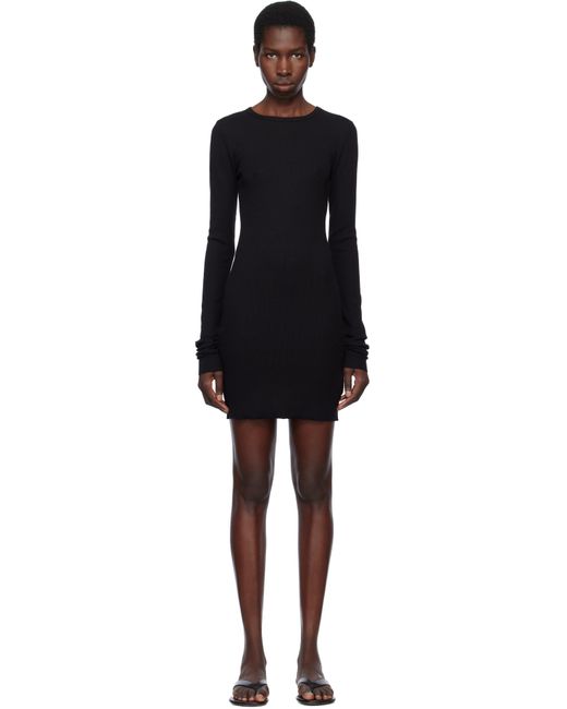 ÉTERNE Black Long Sleeve Crewneck Minidress