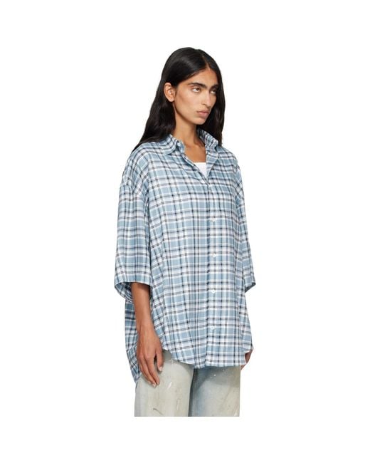 Acne Blue Checked Flannel Shirt