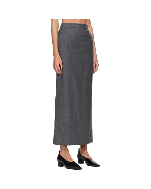 R2W Gray Melonia Wool Maxi Skirt