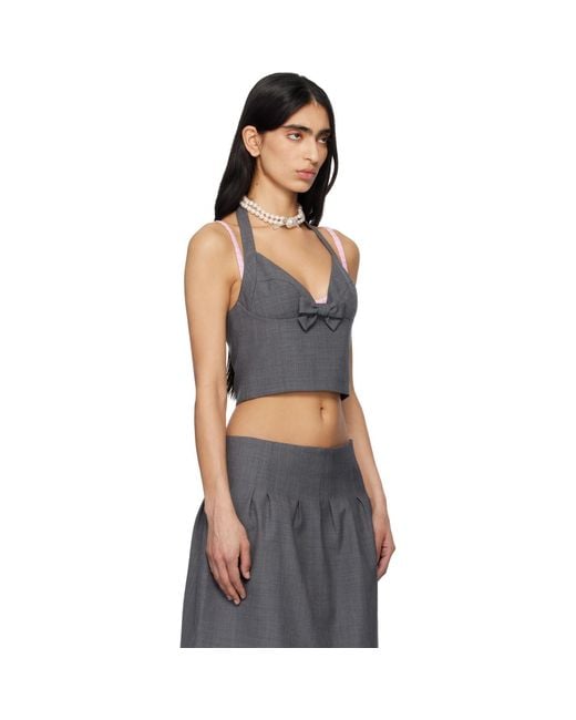 ShuShu/Tong Black Halter Bow Tie Cami Top